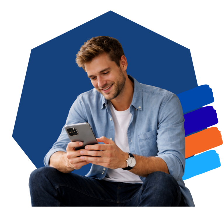 Een starter op zijn mobiel